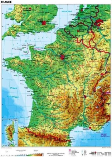 Francja mapa fizyczna 