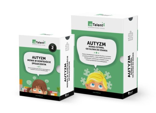 mTalent AUTYZM. Mowa czynna, od słowa do zdania + Autyzm. Mowa w kontekście społ. cz. 2 - zestaw ćwiczeń interaktywnych