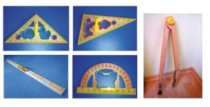 Przybory matematyczne kolorowe drewniane magnetyczne 