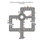 Miasteczko ruchu drogowego 16x20 m – Mobilny zestaw dydaktyczny 107 elementów