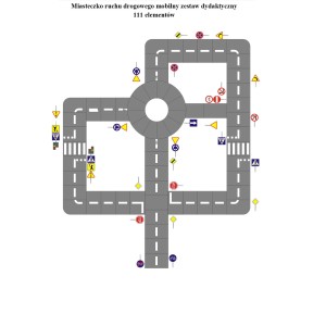 Miasteczko ruchu drogowego 16x20 m – Mobilny zestaw dydaktyczny 111 elementów