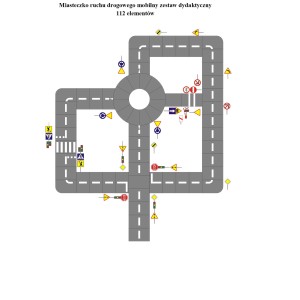Miasteczko ruchu drogowego 16x20 m – Mobilny zestaw dydaktyczny 112 elementów