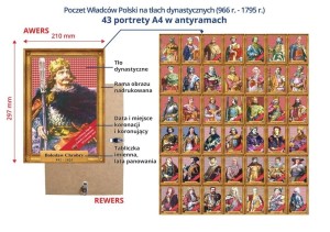 Portrety Królów i Książąt Polski w antyramach A4 - 43 szt.