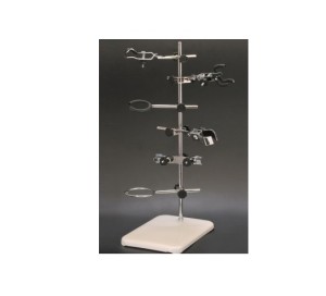   Uniwersalny statyw laboratoryjny ze stali chromowanej – zestaw z 6 uchwytami