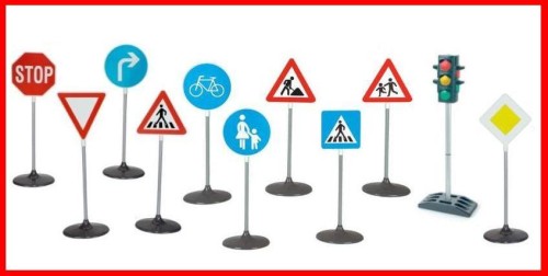 Zestaw znaków drogowych 10 szt. z sygnalizacją świetlną - 72 cm