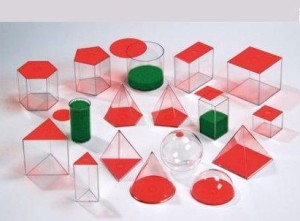 Bryły geometryczne transparentne 10 cm - 17 szt.