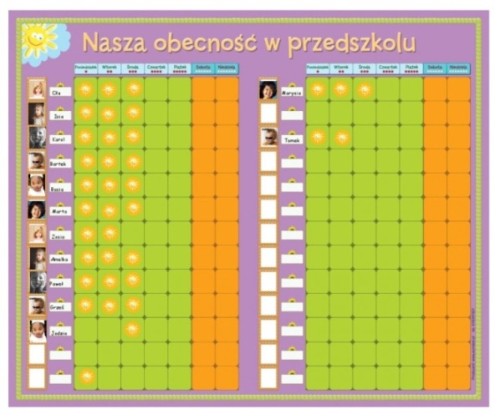 Tablica obecności dzieci 60 x 80 cm
