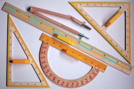 Przybory matematyczne drewniane bez tablicy