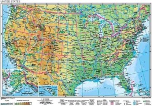 Mapa polityczno-fizyczna USA