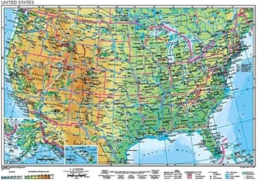 Mapa polityczno-fizyczna USA