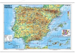 Mapa fizyczna Hiszpanii i Portugalii