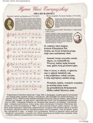 Hymn Unii Europejskiej plansza 100 x 70 cm 