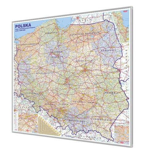 Mapa administracyjno-drogowa Polski magnetyczna 110x100 cm