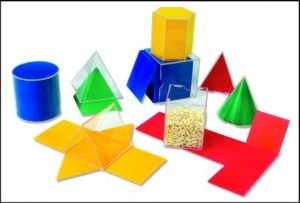 Bryły geometryczne z siatkami do rozkładania